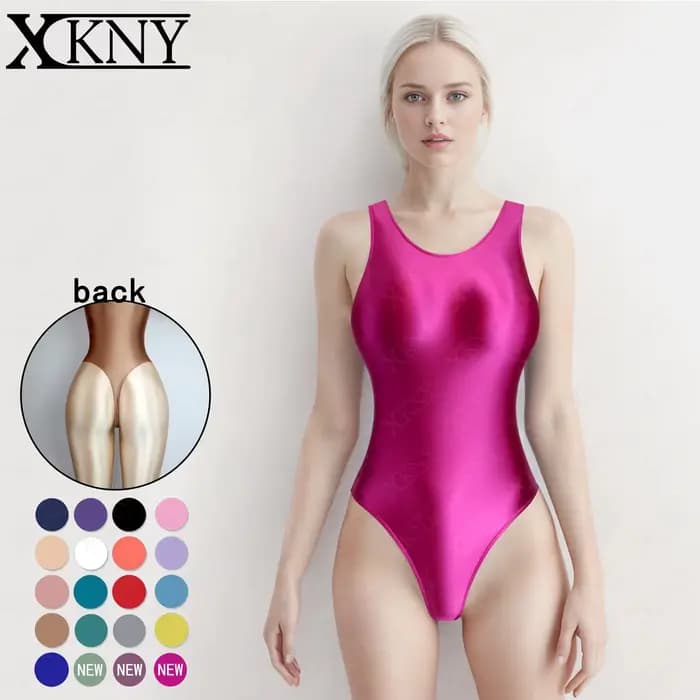 Maillot de bain brillant en satin XClocKNYoung, justaucorps brillant en satin, maillot de bain une p