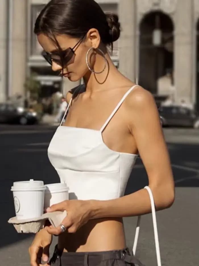 Haut Moulant Sexy à Bretelles Spaghetti et Dos auxpour Femme, Streetwear Élégant à Lacets pour ix, É