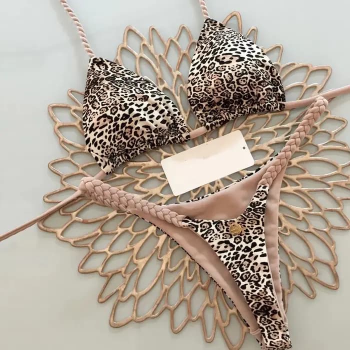 Nouveau Bikini femme maillot de bain imprimé fendu mode string plage vacances