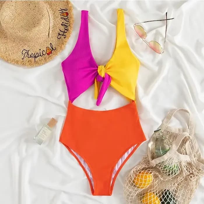 Maillot de bain une pièce évidé pour femme, monokini sexy, costume de batterie avec nœud bandage, vê