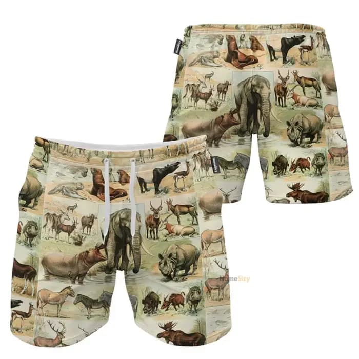 Short de plage pour hommes et femmes, short d'été, style bohème, imprimé 3D, motif éléphant, pantalo