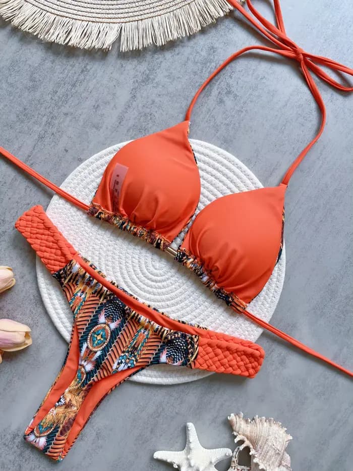 RUOTONSEPT imprimé licou Mini string coupe haute Bikini femme maillot de bain femmes maillots de bai