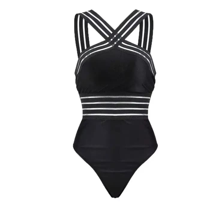 Maillot de bain noir sexy pour femmes, monokini à col croisé dans le dos, offre spéciale