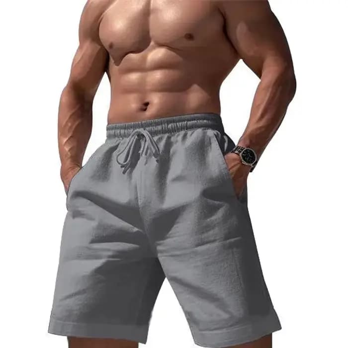 Short de plage pour hommes, décontracté, longueur aux genoux, pantalon court, été, coton et lin, nou