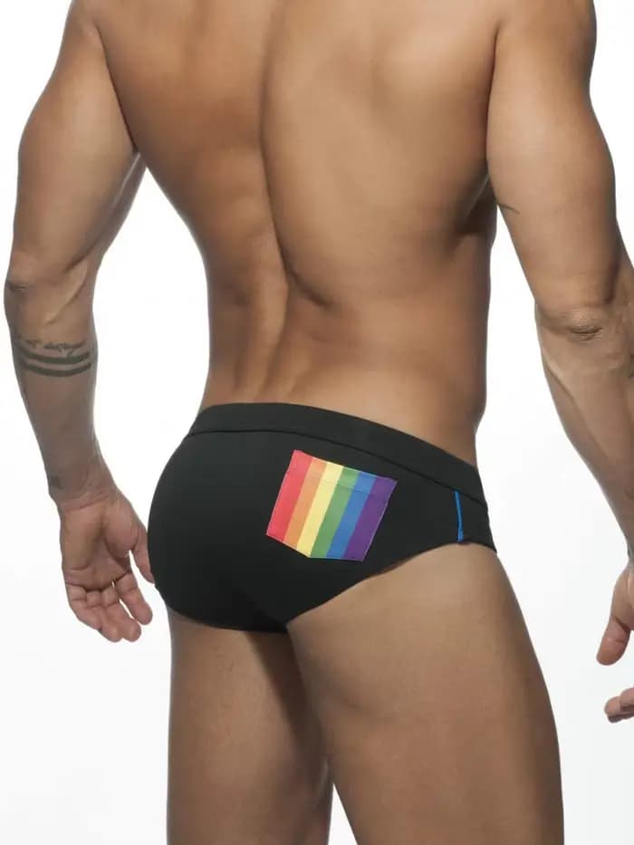 UXH chaud Sexy hommes maillot de bain push-up arc-en-ciel slips maillots de bain mâle Sexy natation 