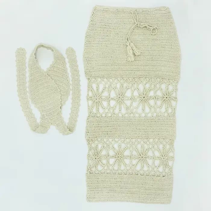 Robe de plage longue, détail Crochet, fait à la main, Cover-up, Maxi, vêtements de plage, pour les v