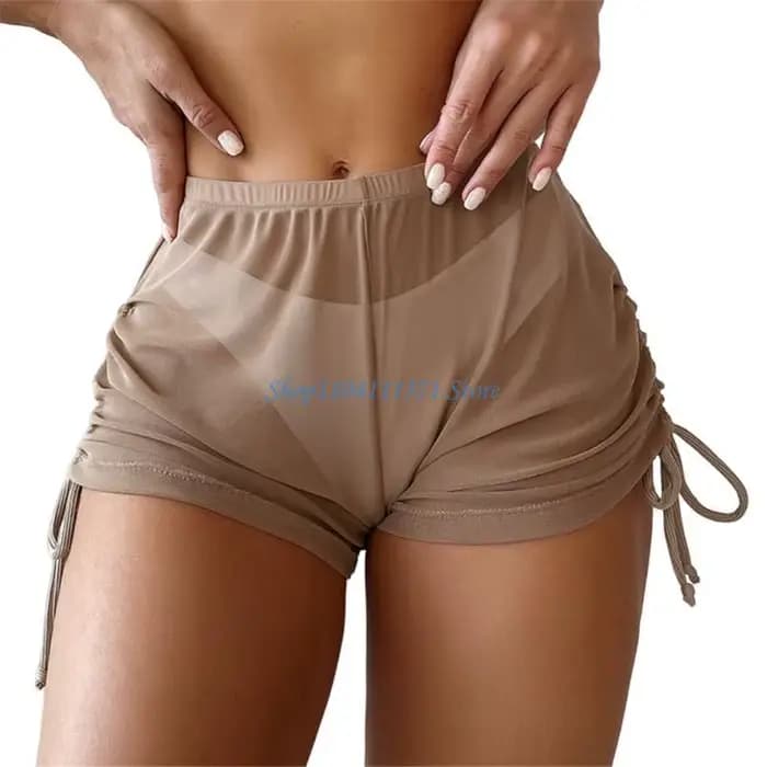 Short de bain pour femmes, couleur unie, bas de bikini, bas de maillot de bain à cordon de serrage p