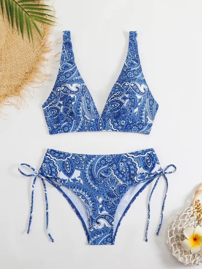 Bikinis à cordon de serrage 2026, maillot de bain à bretelles, maillot de bain sexy imprimé pour fem