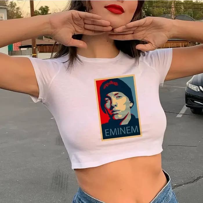 Eminem haut court femmes décontracté vintage kawaii harajuku kawaii t-shirt ulzzang esthétique