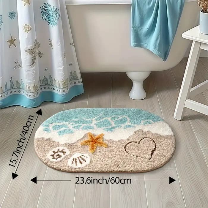 Tapis de salle de bain en Faux cachemire en peluche sur le thème océan, tapis de bain absorbant anti
