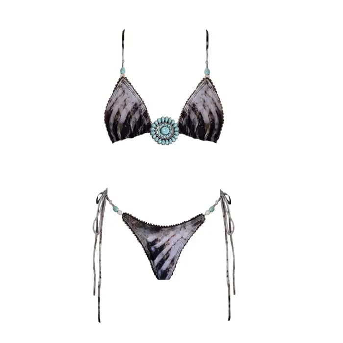 Turquoise ensemble Bikini femmes Sexy imprimé maillot de bain Push Up maillots de bain femme Bandeau