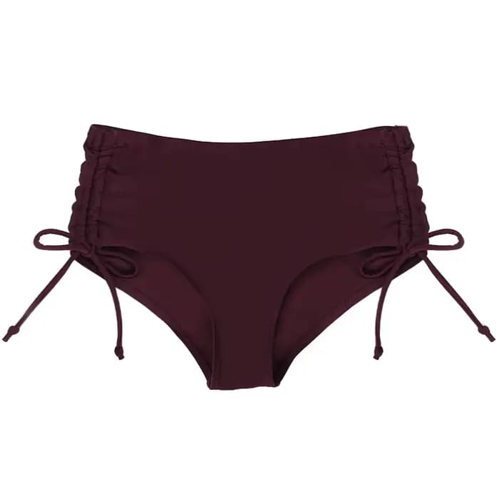 Maillot de bain tanga taille haute pour femmes, bas de Bikini, plage d'été, couleur unie, cordon lat