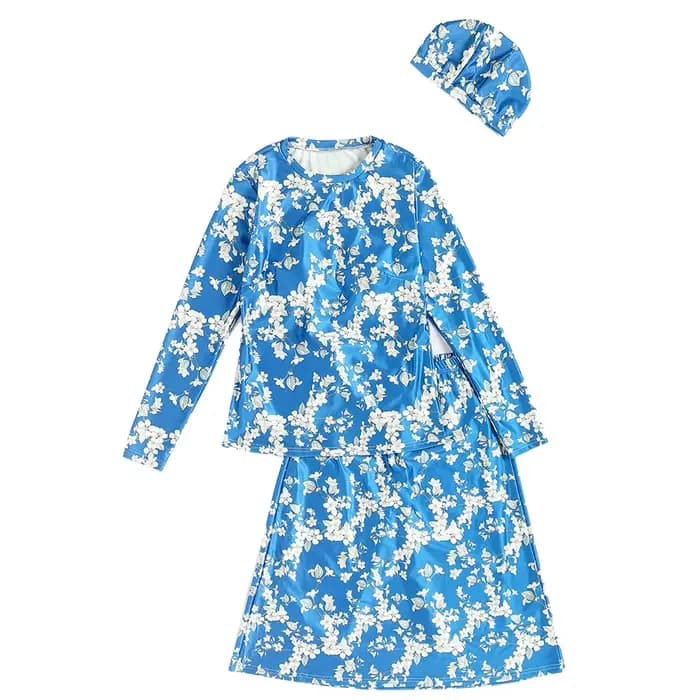 Maillot de bain 3 pièces imprimé musulman, modeste, burkini, islamique, bikini, couverture complète,