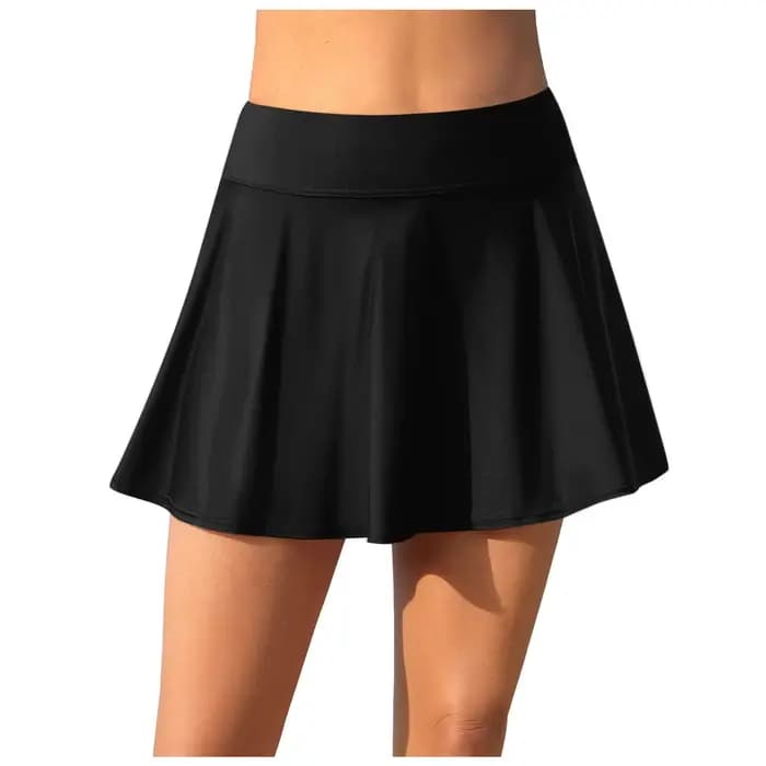 Jupe de bain plissée pour femme avec culotte intégrée, taille haute, style bas de bikini ou tankini,