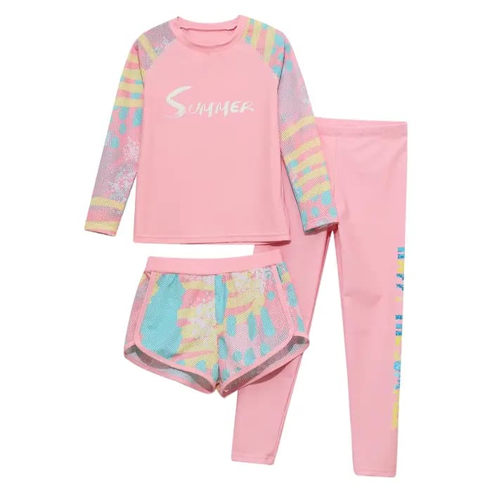Maillot de bain maillots de bain pour adolescente 3 pièces ensemble de Protection contre les éruptio
