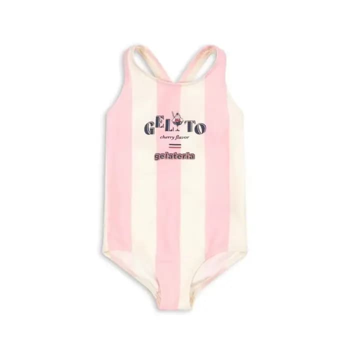Maillots de bain pour filles, maillot de bain une pièce à rayures verticales motif crème glacée, ens