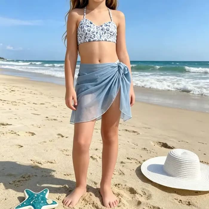 Ensemble de bikini 3 pièces pour adolescentes et jeunes filles, maillots de bain avec jupe de plage 