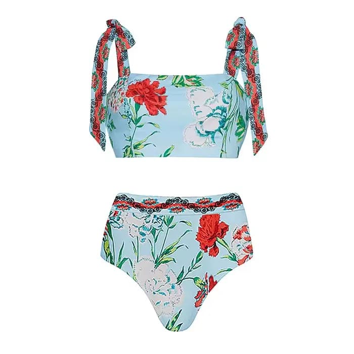 Maillot de bain une pièce vert rétro pour femmes, avec jupe portefeuille, col en V, imprimé Floral, 