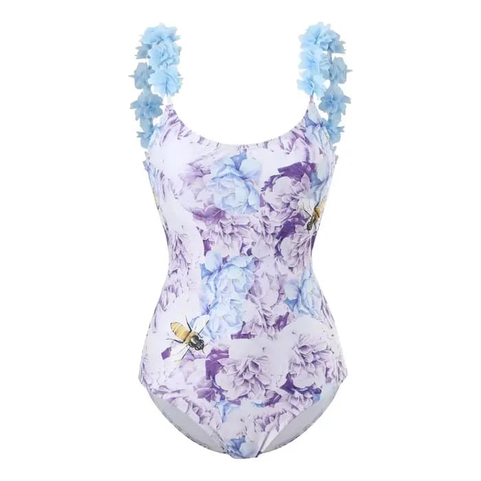 Maillot de bain une pièce imprimé bleu pour femme, bikini à la mode, couverture avec jupe, bandage s