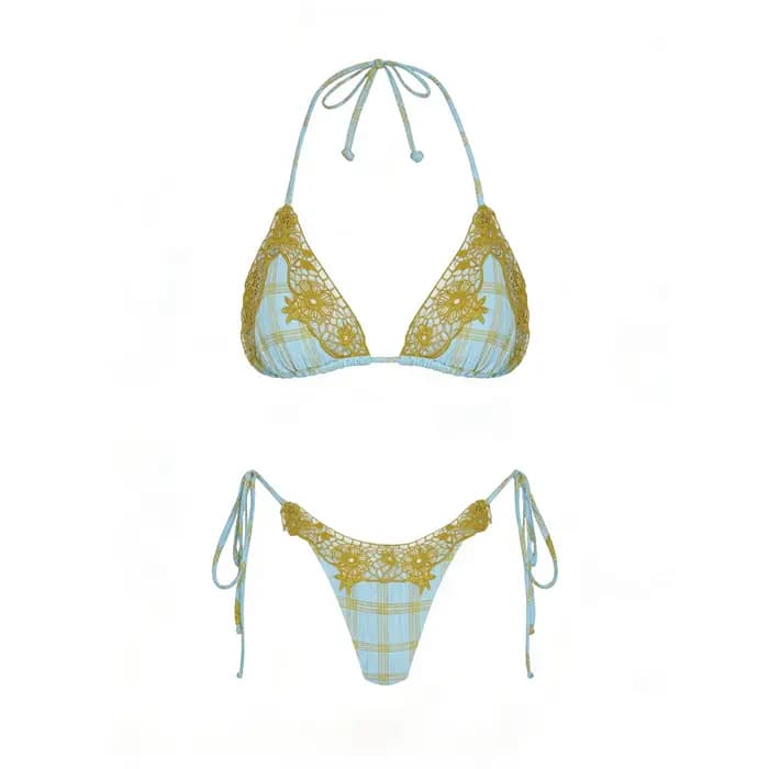 Maillot de bain bikini sexy en dentelle avec jupe, taille haute, coupe brésilienne, pour femme, été