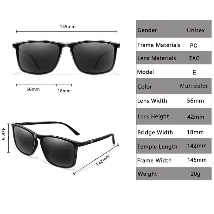 Lunettes de soleil carrées polarisées pour hommes et femmes, lunettes pour hommes, lunettes de pêche