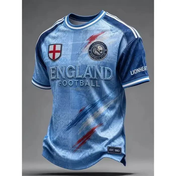 Maillot de football vintage unisexe Angleterre Lion, jacquard 3D respirant, streetwear, t-shirt à ma
