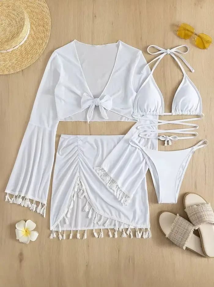 Ensemble de bikini conservateur, Nouveauté de la saison, Vente flash : Maillot de bain quatre pièces