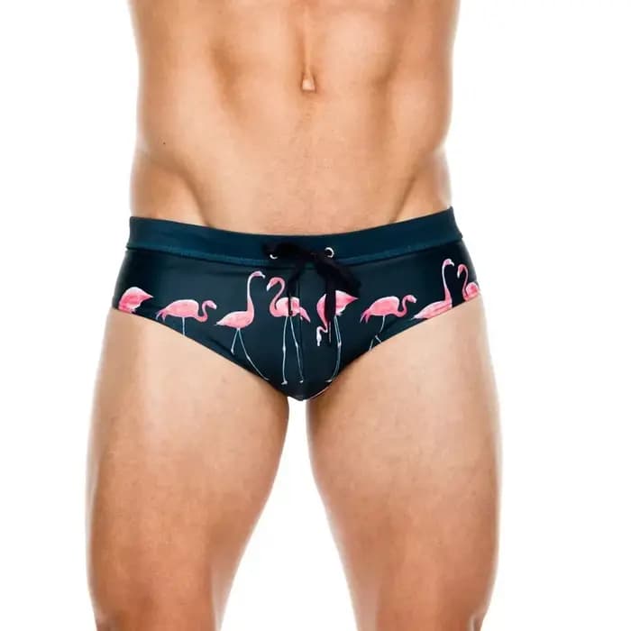 Slip de bain imprimé flamant rose pour homme, short de surf, boxer de plage, maillot de bain, bikini