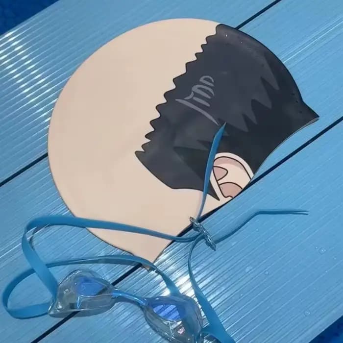 Bonnet de bain amusant pour crânes chauves - Bonnet de bain en polyester à imprimé méditerranéen pou