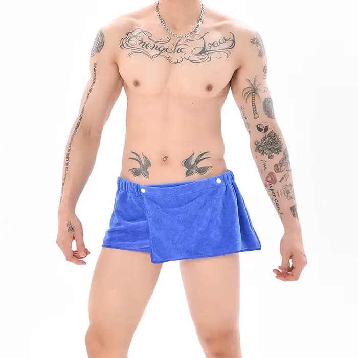 Robe de bain courte Sexy pour hommes, serviette de bain BF, jupe de douche magique, douce et respira