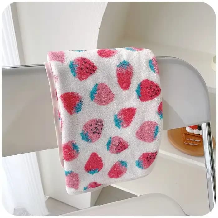 Serviette de bain en microfibre, impression de fraises, serviette pour le visage, pour adultes et en