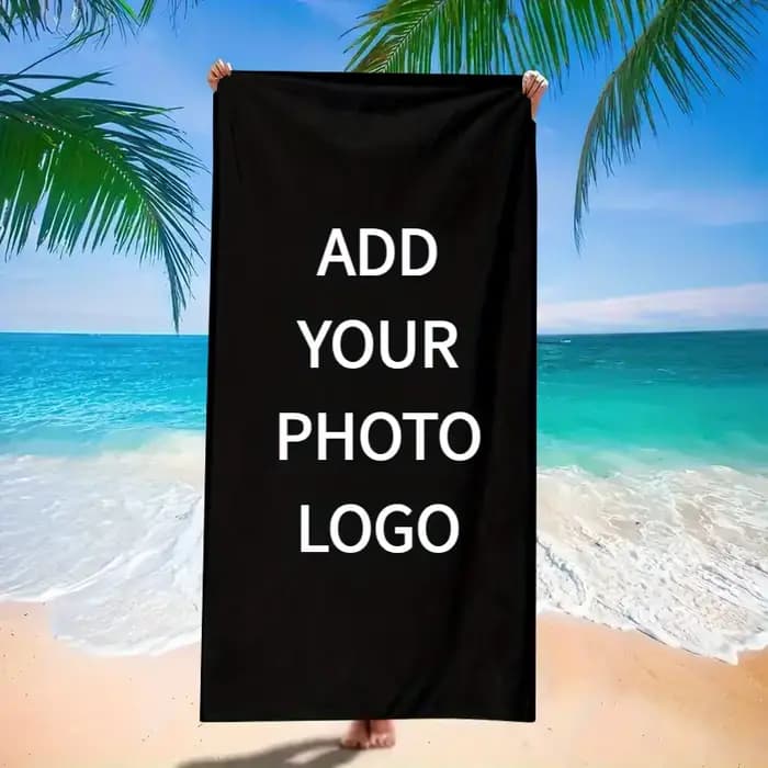 Serviette de plage personnalisée avec photo/logo, serviette de plage surdimensionnée pour le bain, l
