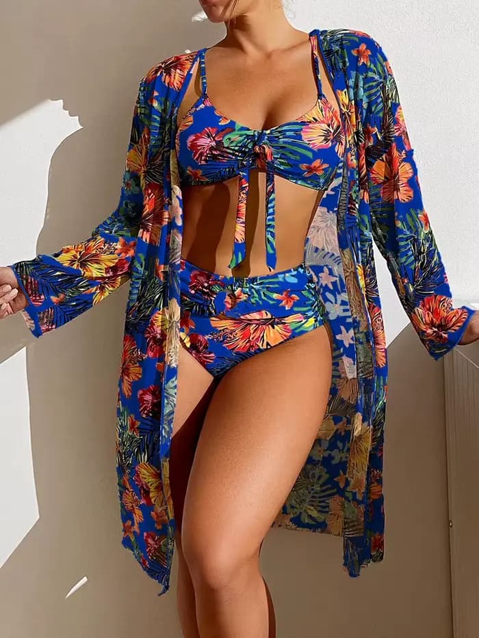 Ensemble de bikini rembourré à manches longues pour femmes avec maille, maillots de bain sexy, couve