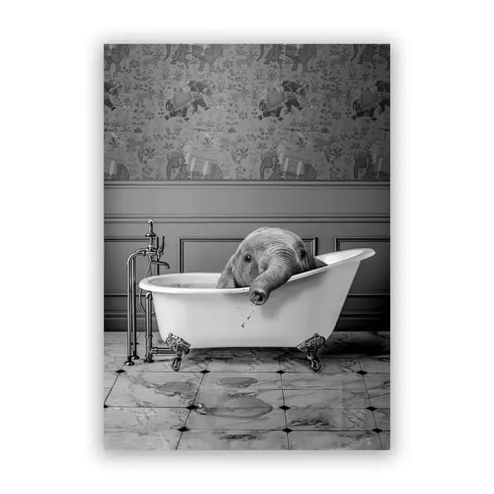Animaux noir et blanc salle de bains Photo mur Art photos girafe éléphant affiches amusantes toile p
