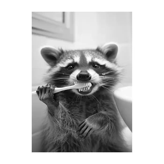 Affiche de salle de bains amusante en noir et blanc, peinture sur toile d'animal de Style Vintage, t