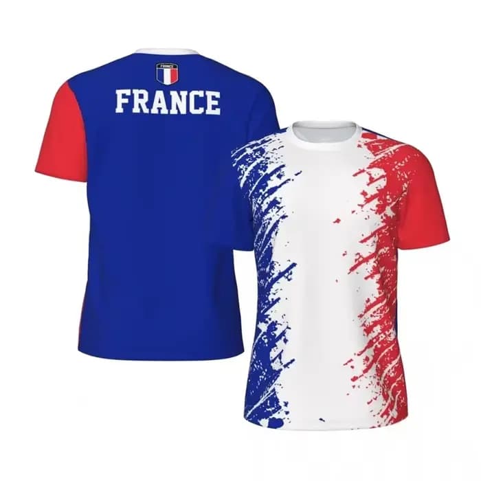 T-shirt à manches courtes pour hommes, imprimé drapeau de la France en 3D, pour sport et fitness, dé