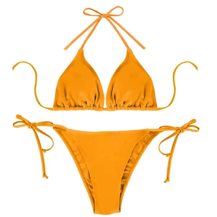 Ensemble de bikini sexy pour femmes, style vacances d'été à la plage, couleur unie, maillot de bain 