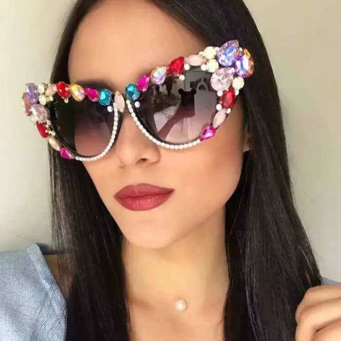2025 surdimensionné lunettes De soleil œil De chat femmes marque concepteur De luxe rétro cristal Se