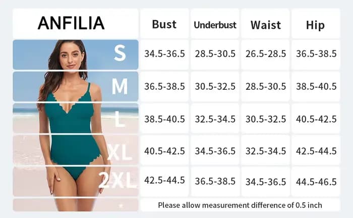 Anfilia femmes mode une pièce maillot de bain solide festonné garniture haute élastique avec amovibl