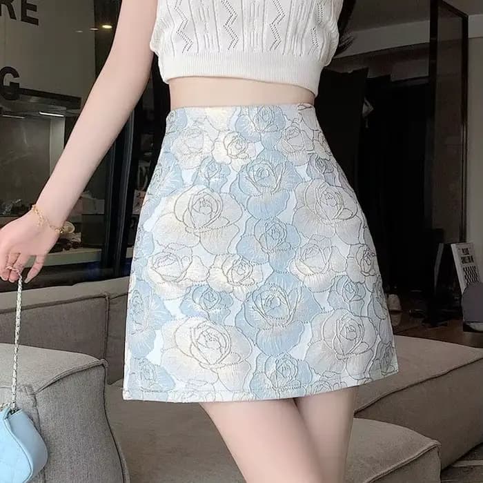 Jupe femme taille haute rétro brodée jupes féminines courtes pas cher chic et élégant V qualité esth