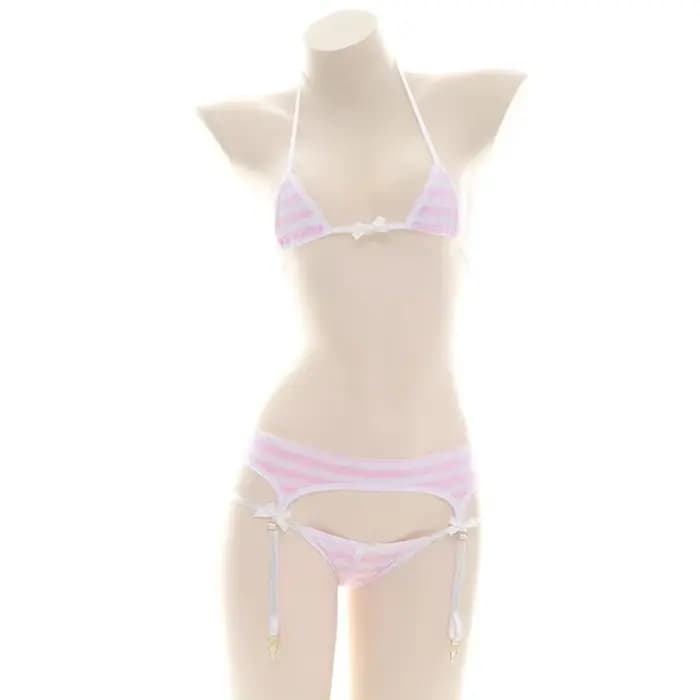 Ensemble Bikini Sexy pour femmes, sous-vêtements à bretelles, Lingerie mignonne à rayures, Micro-Bik