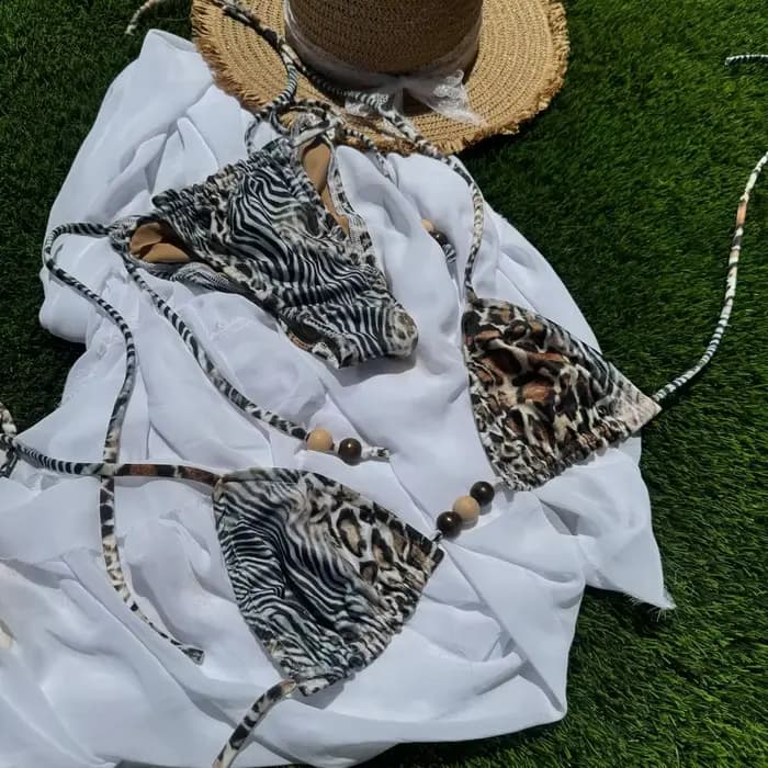 2025 nouveau Sexy à lacets imprimé léopard Bikini brésilien femmes maillot de bain maillot de bain i