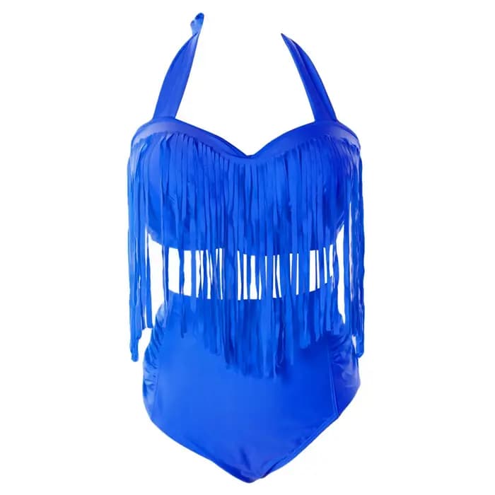 Bikini à franges imbibé, maillot de bain 2 pièces, sexy, couleur unie, grande taille, vêtements de p