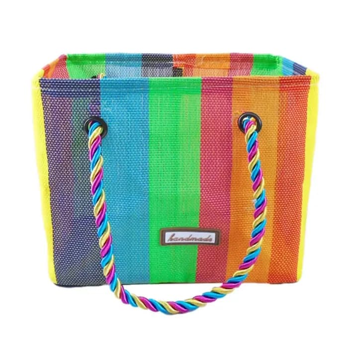 2025 arc-en-ciel tissé maille sac de bain portable panier de bain pliant panier de bain Fitness sac 