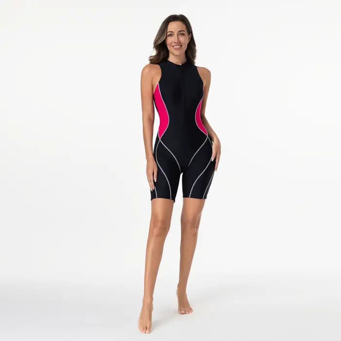 Maillot de bain une pièce pour femme, style sport fibre, vêtements de plage, costume de natation, su