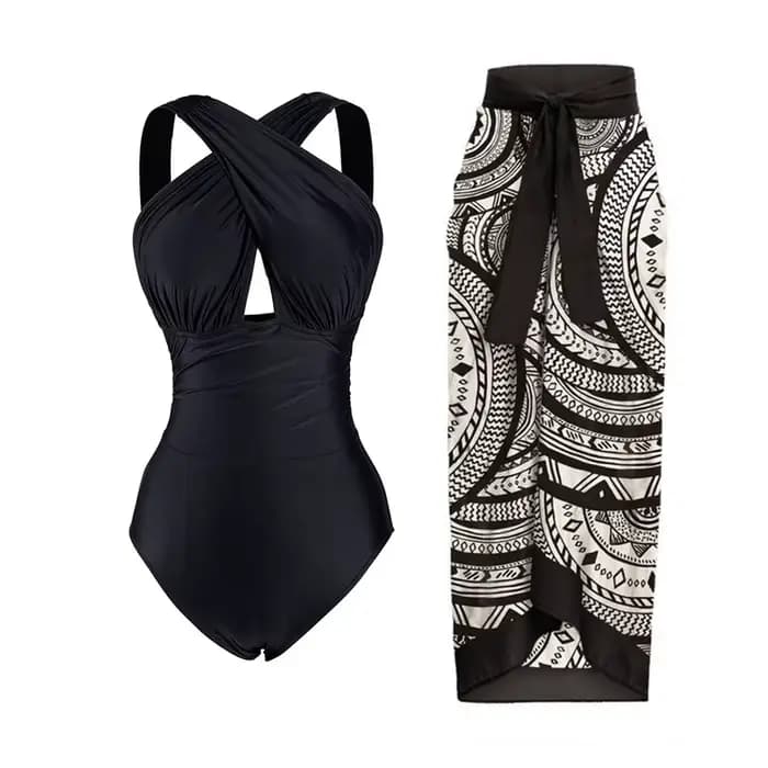 ZAFUAZ-Maillot de bain vintage une pièce pour femme, ensemble bikini, vêtements de plage, couleur un