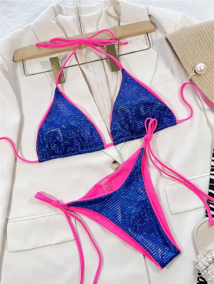 2026 Style brillant maillots de bain femmes Sexy laçage Bikini ensemble maillot de bain Maio Biquini