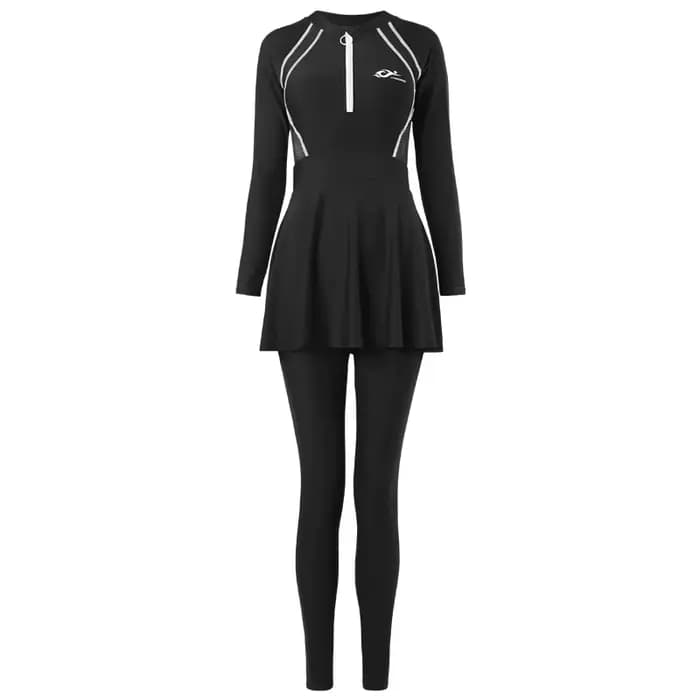 Maillot de bain sport à manches longues pour femme, fermeture éclair, col haut, pantalon long avec j