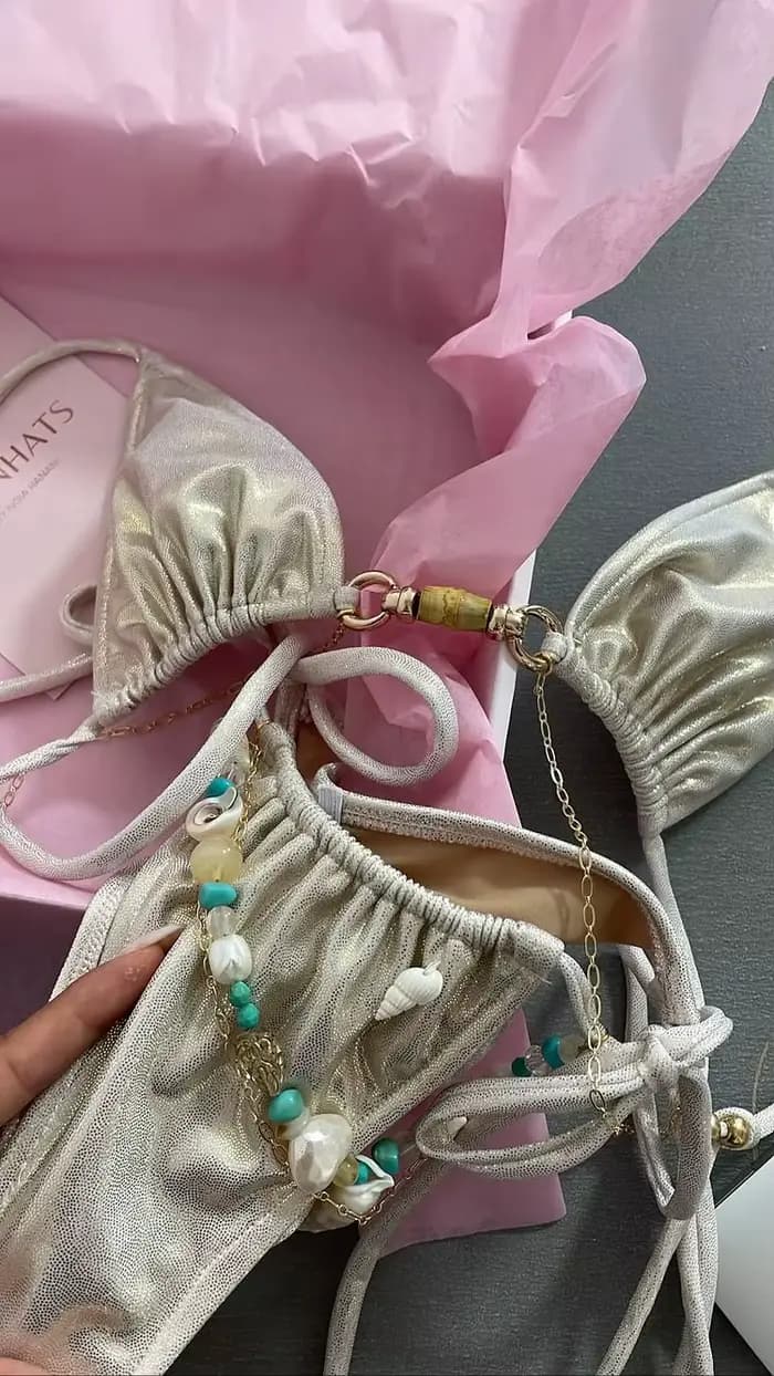 Nouveau Maillot de Bain Femme 2026 avec Perles, Sexy, Bandeau, Style Brésilien, Tenue de Plage