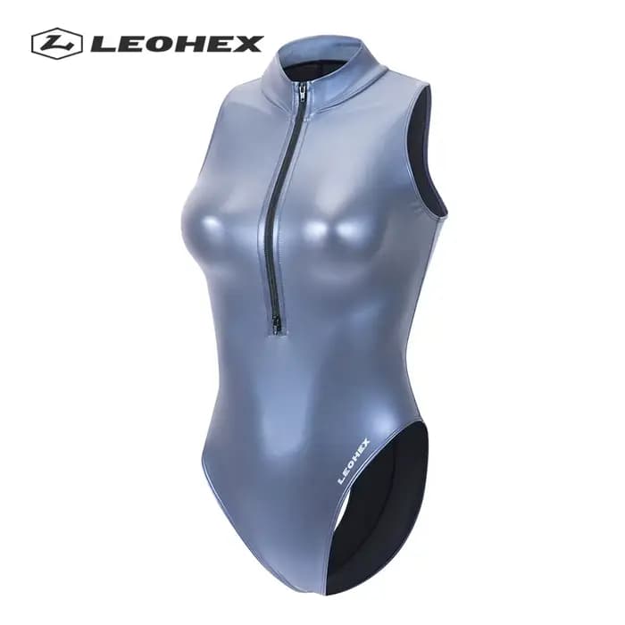LEOHEX – body sans manches pour femmes, Sexy, mat, fermeture éclair sur le devant, justaucorps, coup